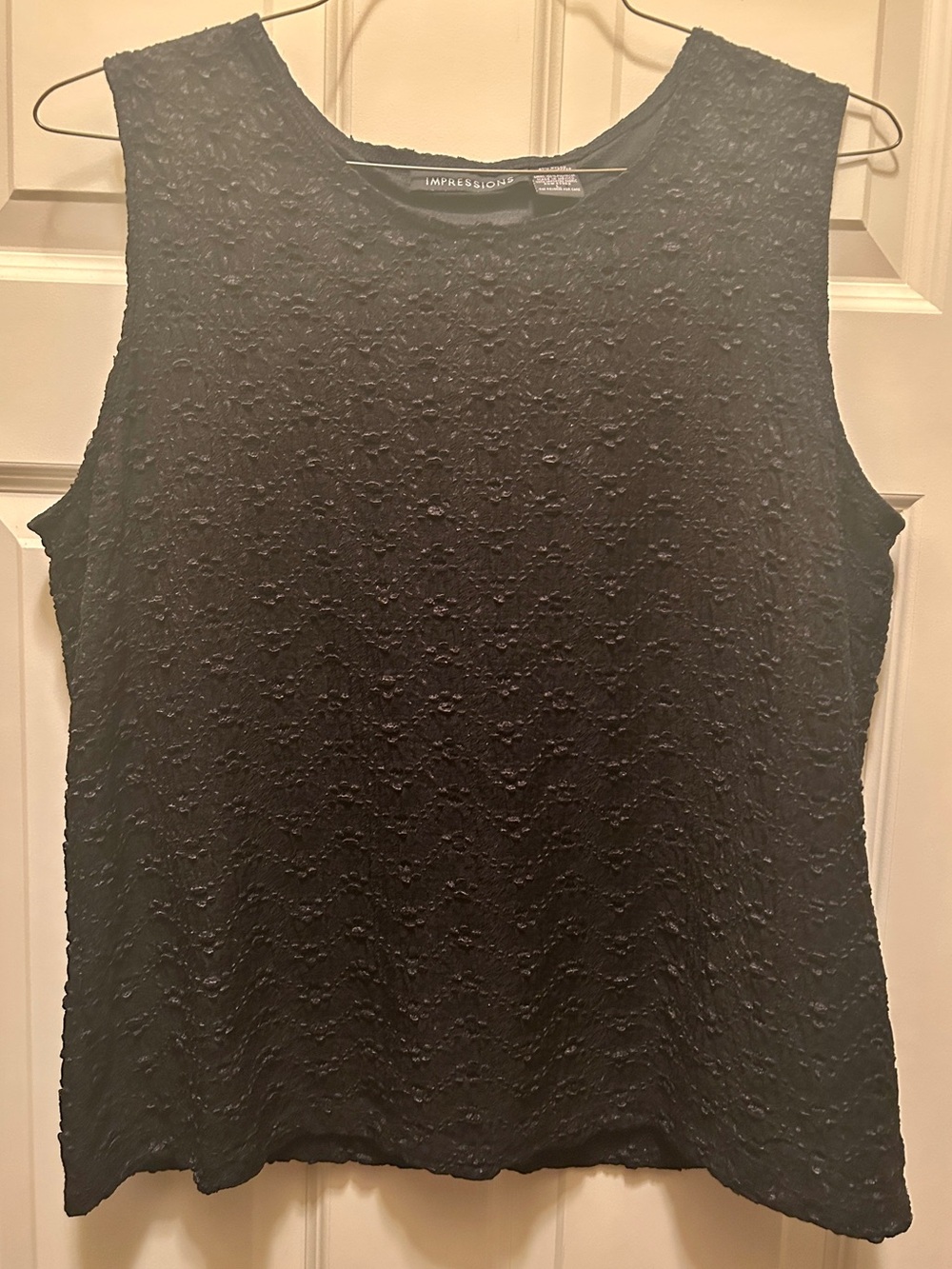 Impressions Women’s Black Lace Overlay Top with Satin Lining Size Large